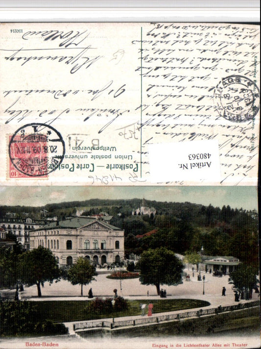 480363, Baden-Baden Entrance to Lichtenthaler Allee with theater