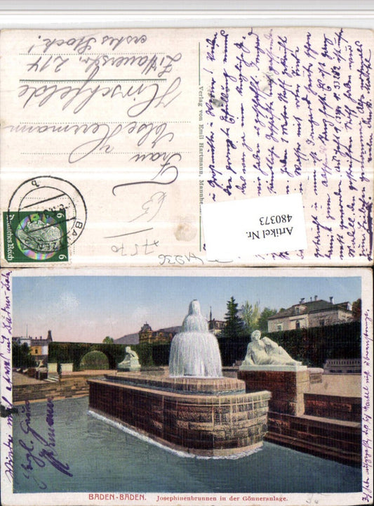 480373, Baden-Baden Josephinenbrunnen Fountain in the Gönner-Anlage