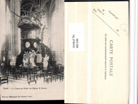 481186,Belgium Gand Gent Chaire de Verite de Eglise St. Bavon Kanzel