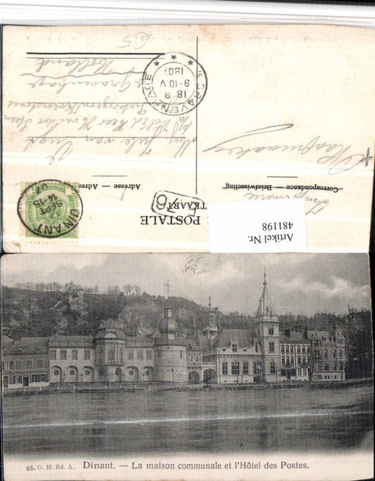 481198,Belgium Dinant La maison communale et Hotel des Postes Post