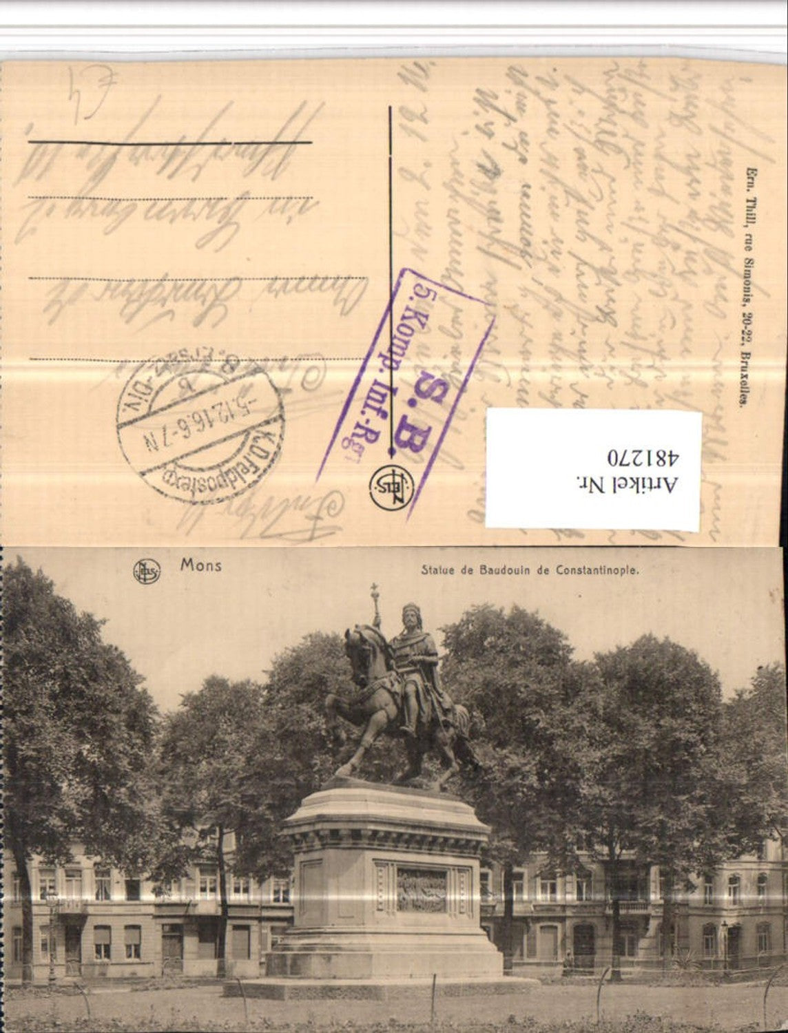481270,Belgium Mons Statue de Baudouin de Constantinople Denkmal