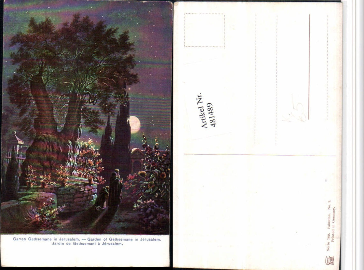 481489,Künstler AK F. Perlberg Israel Jerusalem Gethesemane Garten