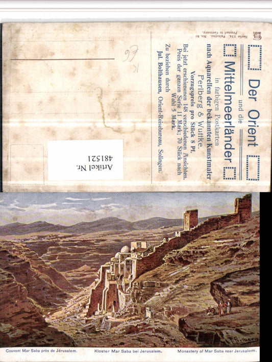 481521,Künstler AK F. Perlberg Israel Jerusalem Couvent Mar Saba Kloster