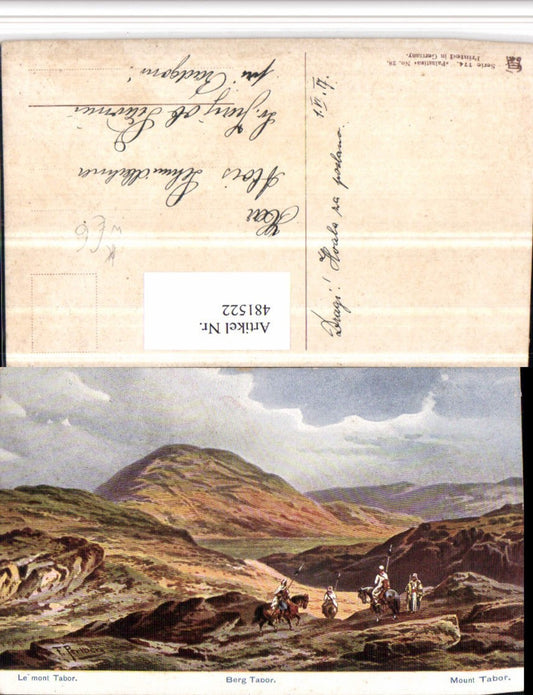 481522,Künstler AK F. Perlberg Israel Mount Berg Tabor Reiter