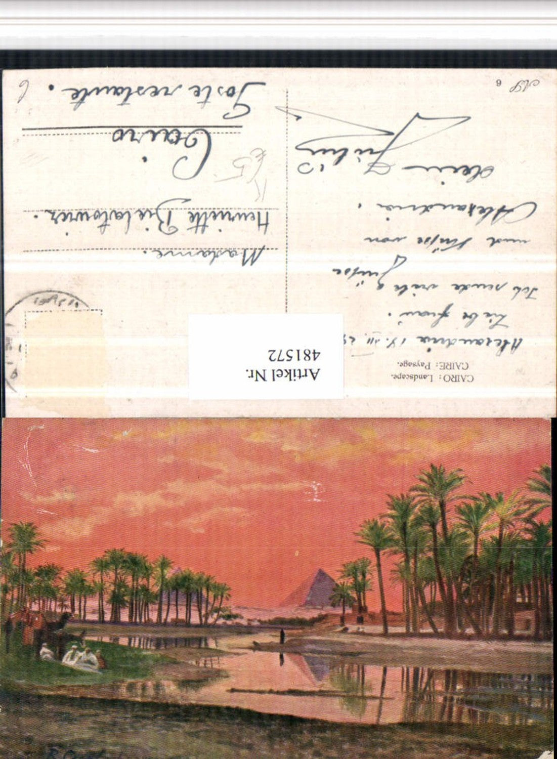 481572,Künstler AK Egypt Cairo Kairo Landscape Pyramiden Palmen