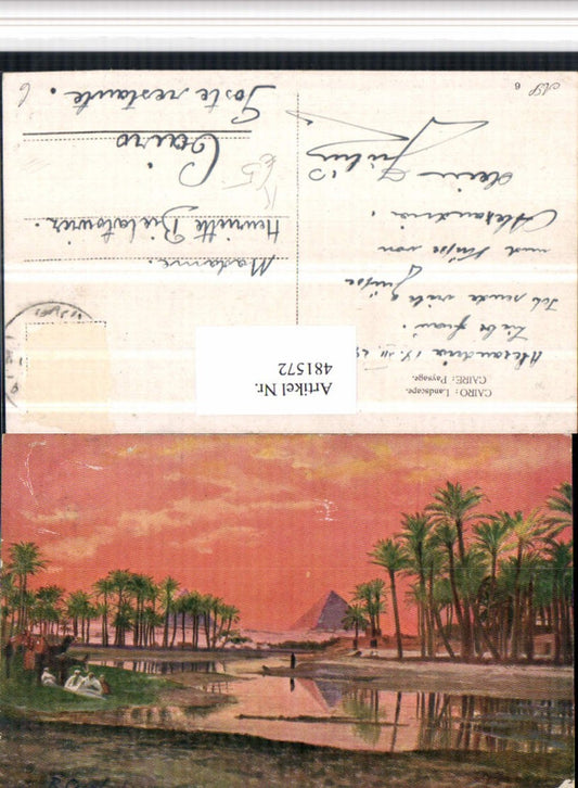 481572,Künstler AK Egypt Cairo Kairo Landscape Pyramiden Palmen