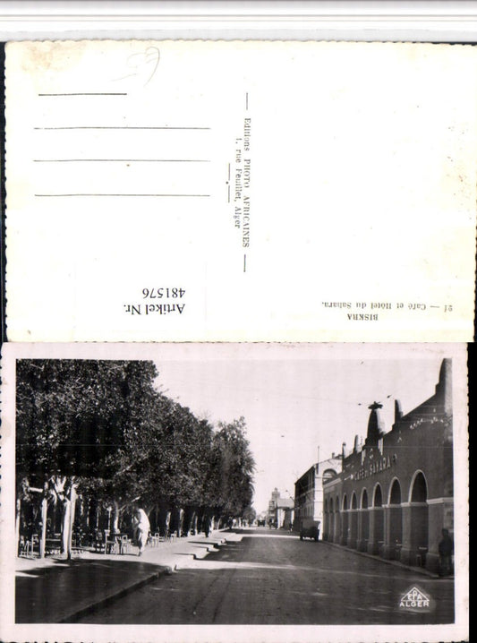 481576,Algeria Biskra Cafe et Hotel du Sahara Straßenansicht