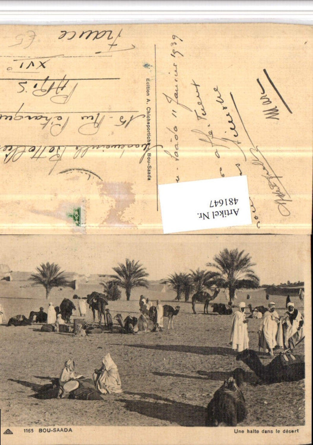 481647,Algeria Bou-Saada Une halte dans le desert Volkstypen Kamele