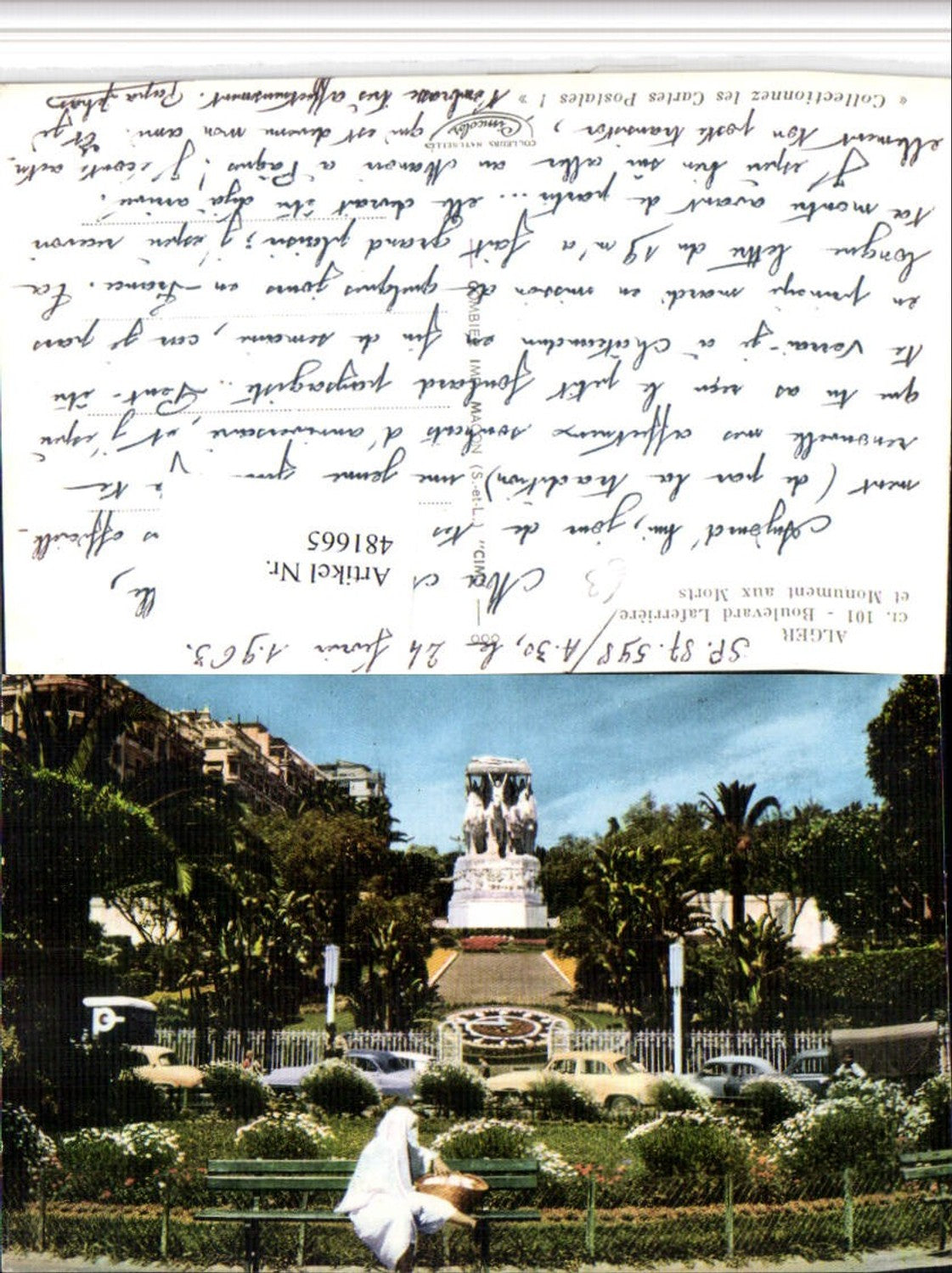 481665,Algeria Alger Algier Boulevard Laferriere Monument aux Morts