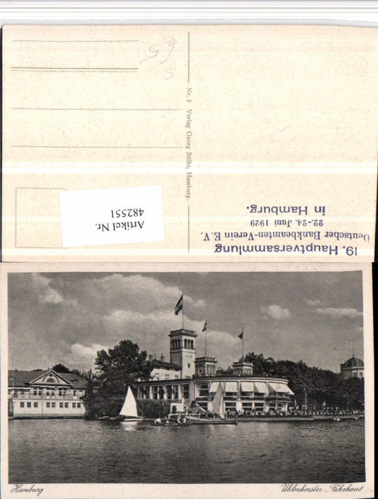 482551,Hamburg Uhlenhorster Fährhaus 19 Hauptvers. Dt. Bankbeamten 1929 Stempel