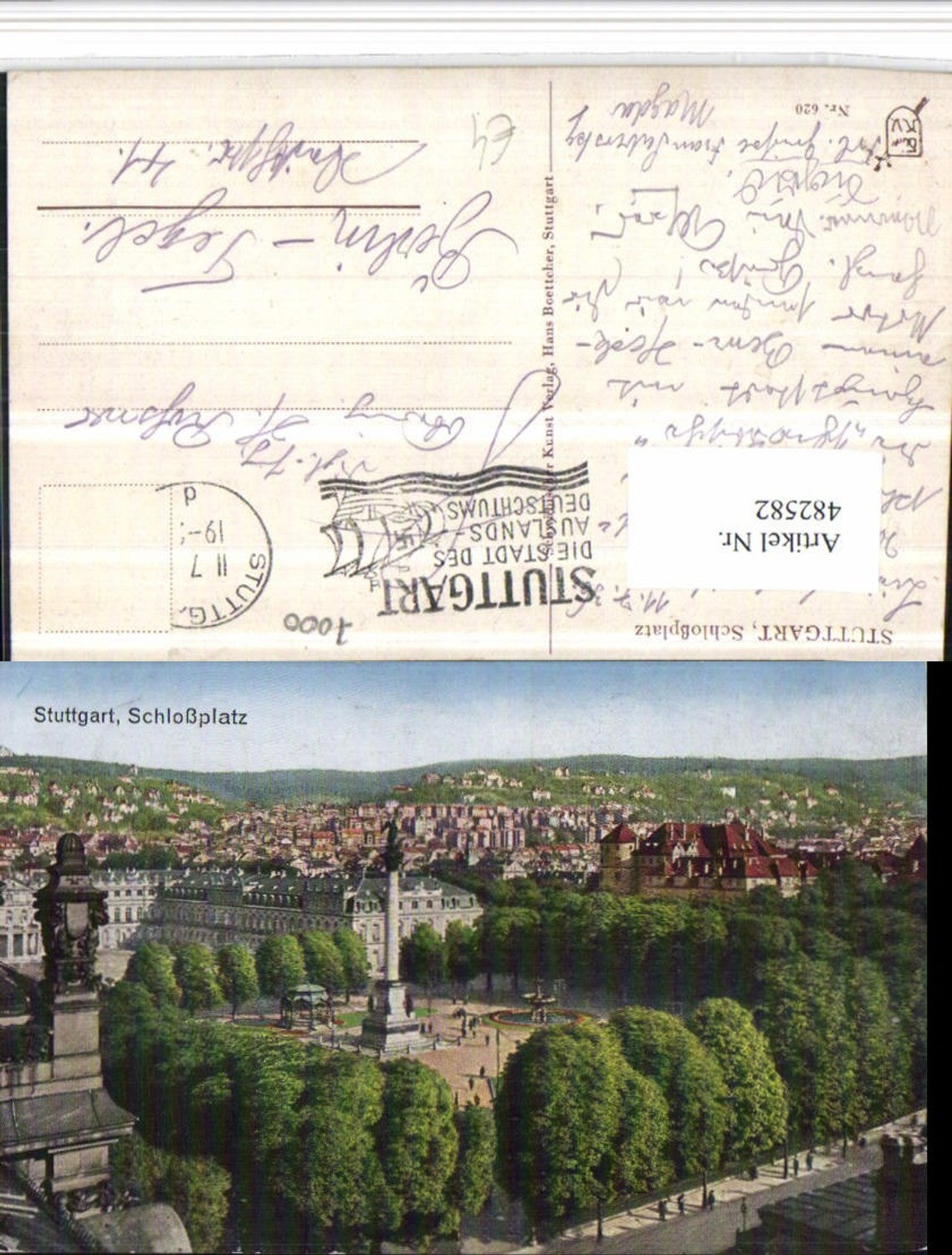 482582,Stuttgart Teilansicht Schlossplatz Säule