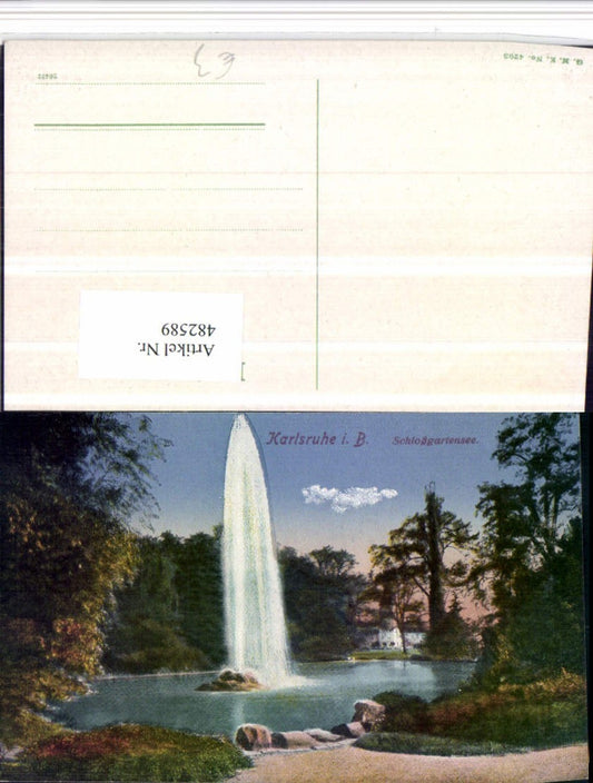 482589, Karlsruhe Palace Garden Lake Fountain