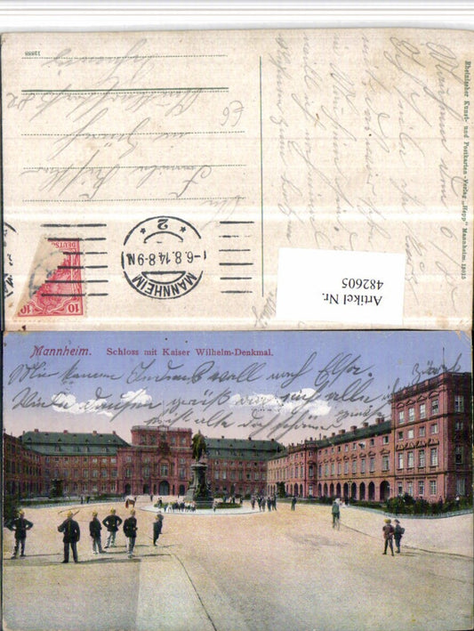 482605, Mannheim Palace with Kaiser Wilhelm Monument Statue