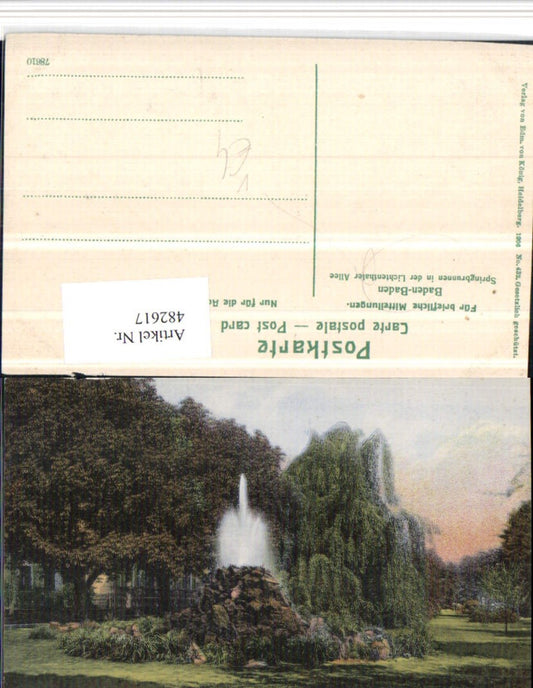 482617, Baden-Baden Lichtenthaler Allee Fountain pub Edm. v. König 432