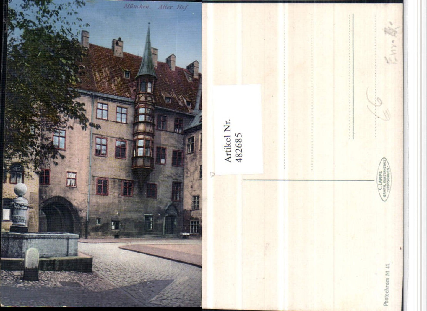 482685,München Alter Hof Erker Brunnen