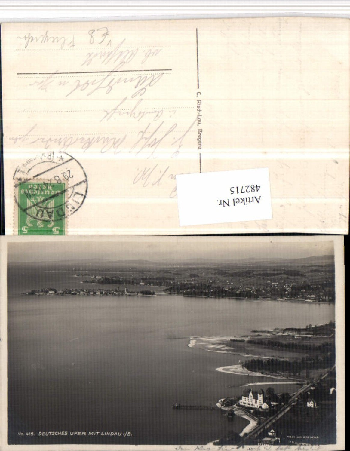 482715,Deutsches Ufer m. Lindau im Bodensee Fliegeraufnahme pub Risch-Lau 415
