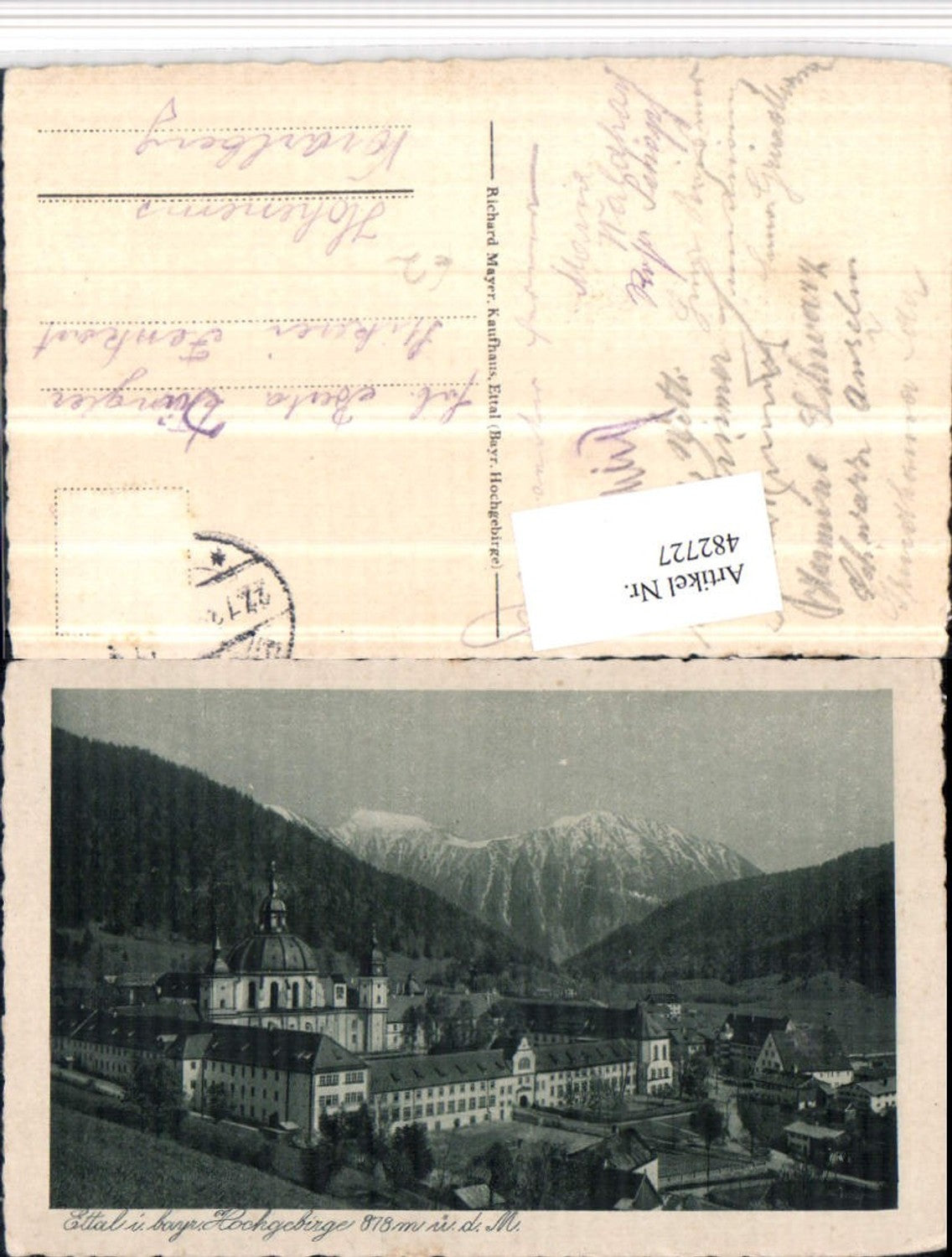 482727,Ettal Kloster Totale Bergkulisse