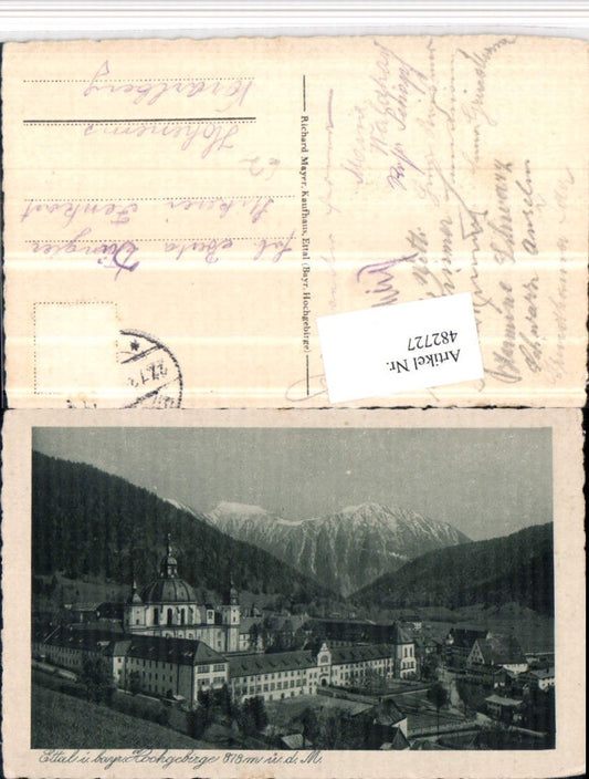 482727,Ettal Kloster Totale Bergkulisse