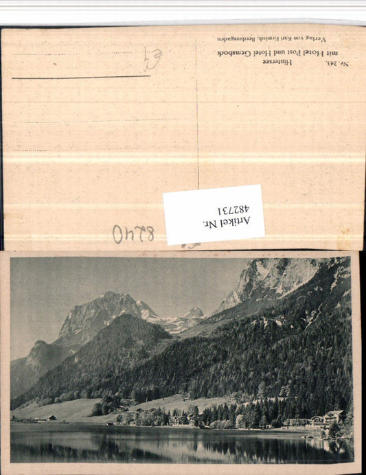 482731,Hintersee See b. Ramsau m. Hotel Post u. Gemsbock Bergkulisse