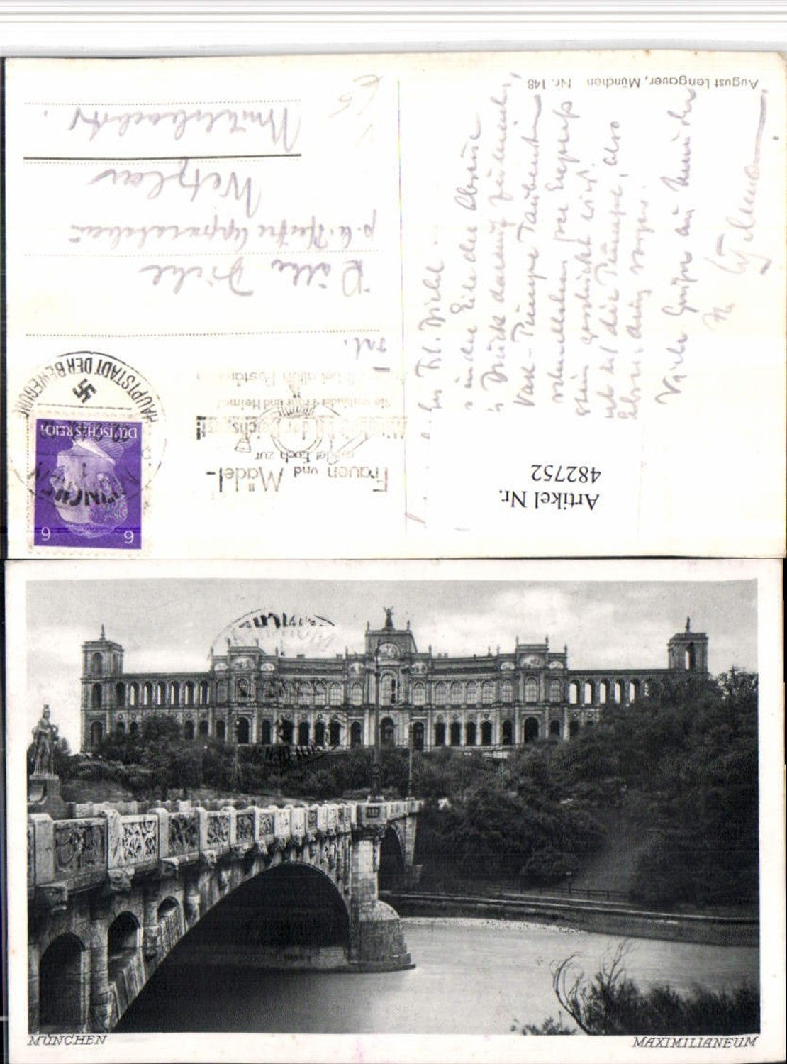 482752,München Maximilianeum Gebäude Brücke pub August Lengauer 148