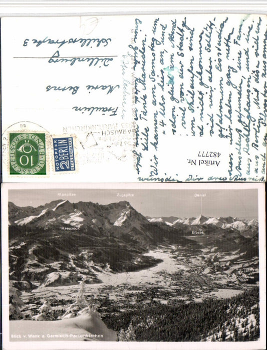 482777,Blick v. Wank auf Garmisch-Partenkirchen Totale Bergkulisse