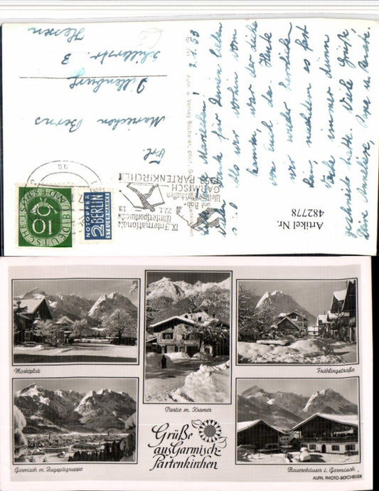 482778,Garmisch-Partenkirchen Totale Marktplatz Bauernhaus Mehrbildkarte