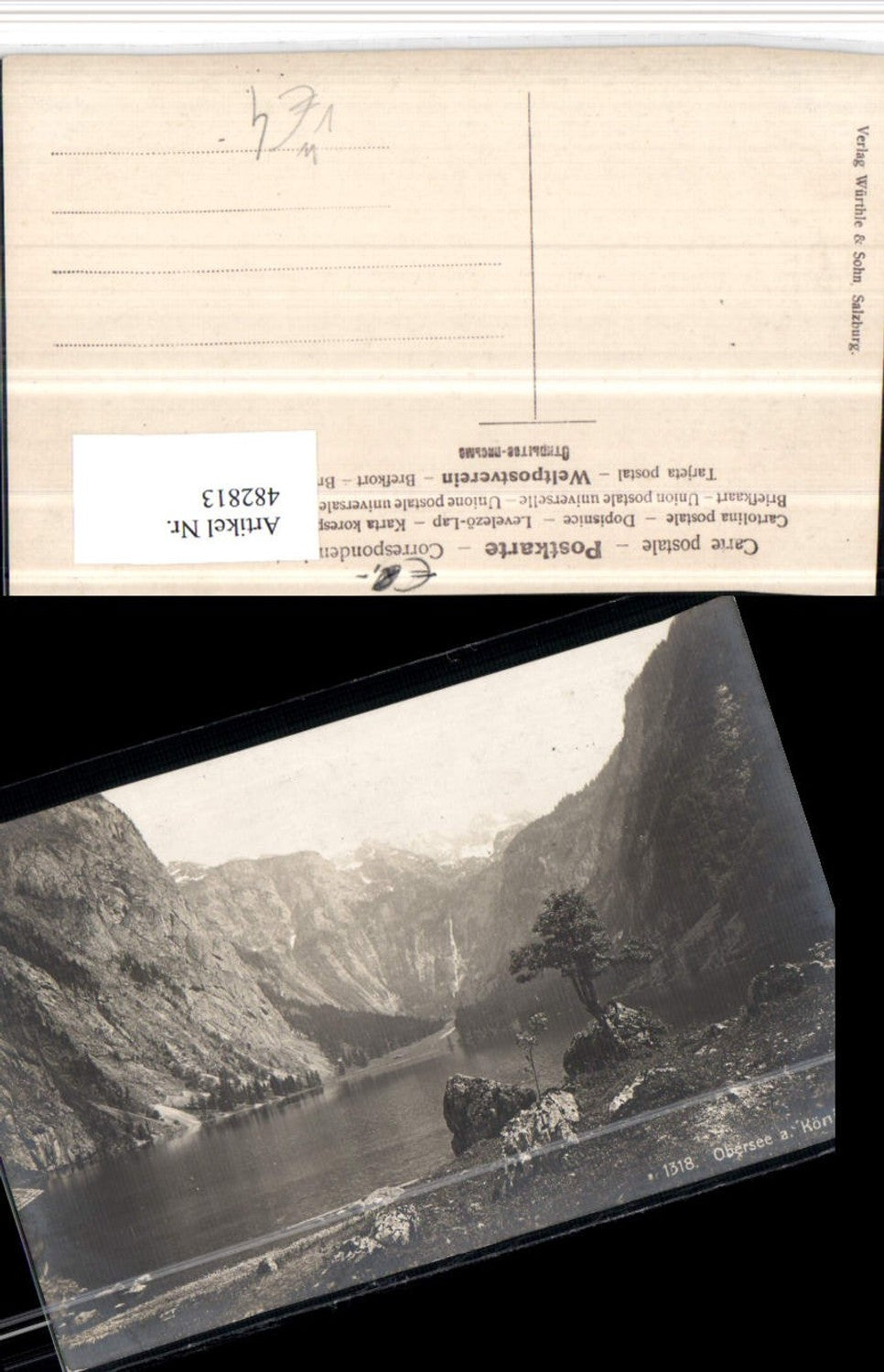 482813, Obersee See near Schönau, mountain scenery, pub Würthle &amp; Sohn 1318
