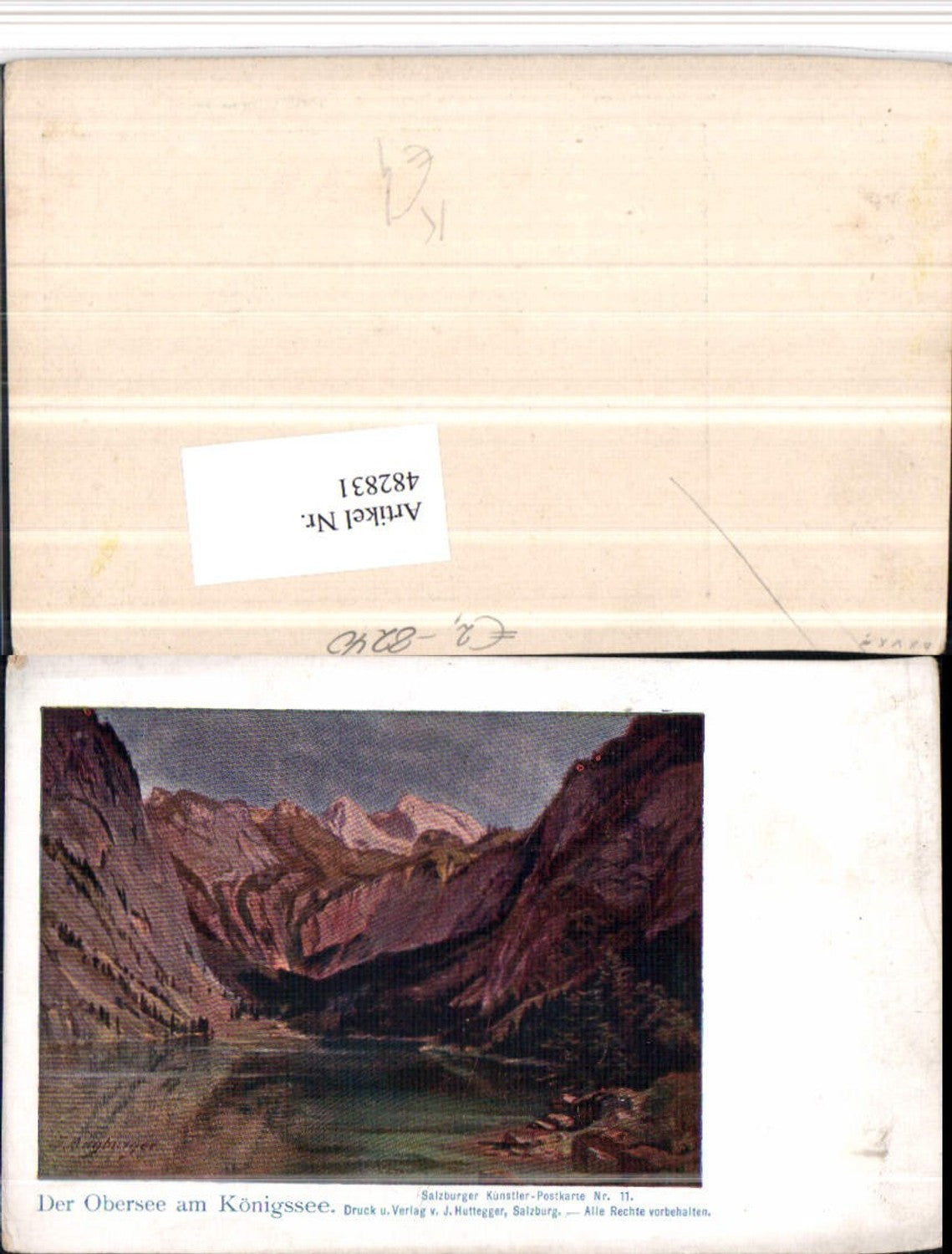482831, Artist AK J. Mayburger Obersee Lake near Schönau Mountain scenery