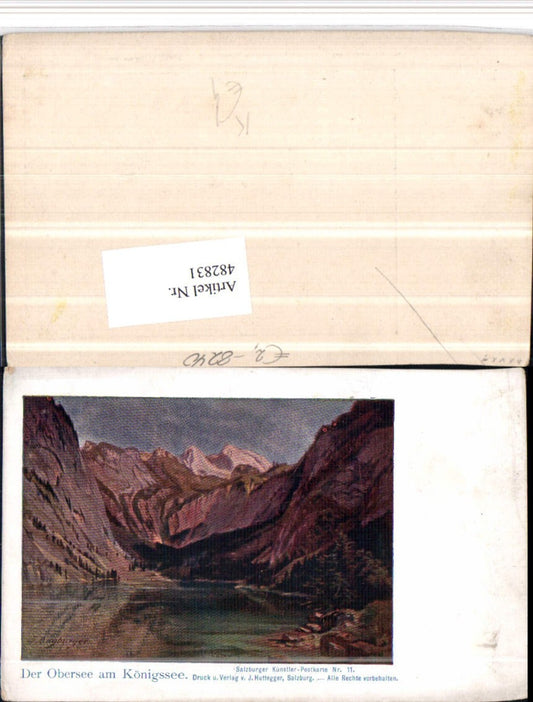 482831,Künstler AK J. Mayburger Obersee See b. Schönau Bergkulisse
