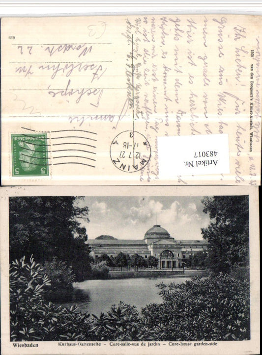 483017,Wiesbaden Kurhaus Gartenseite Teich