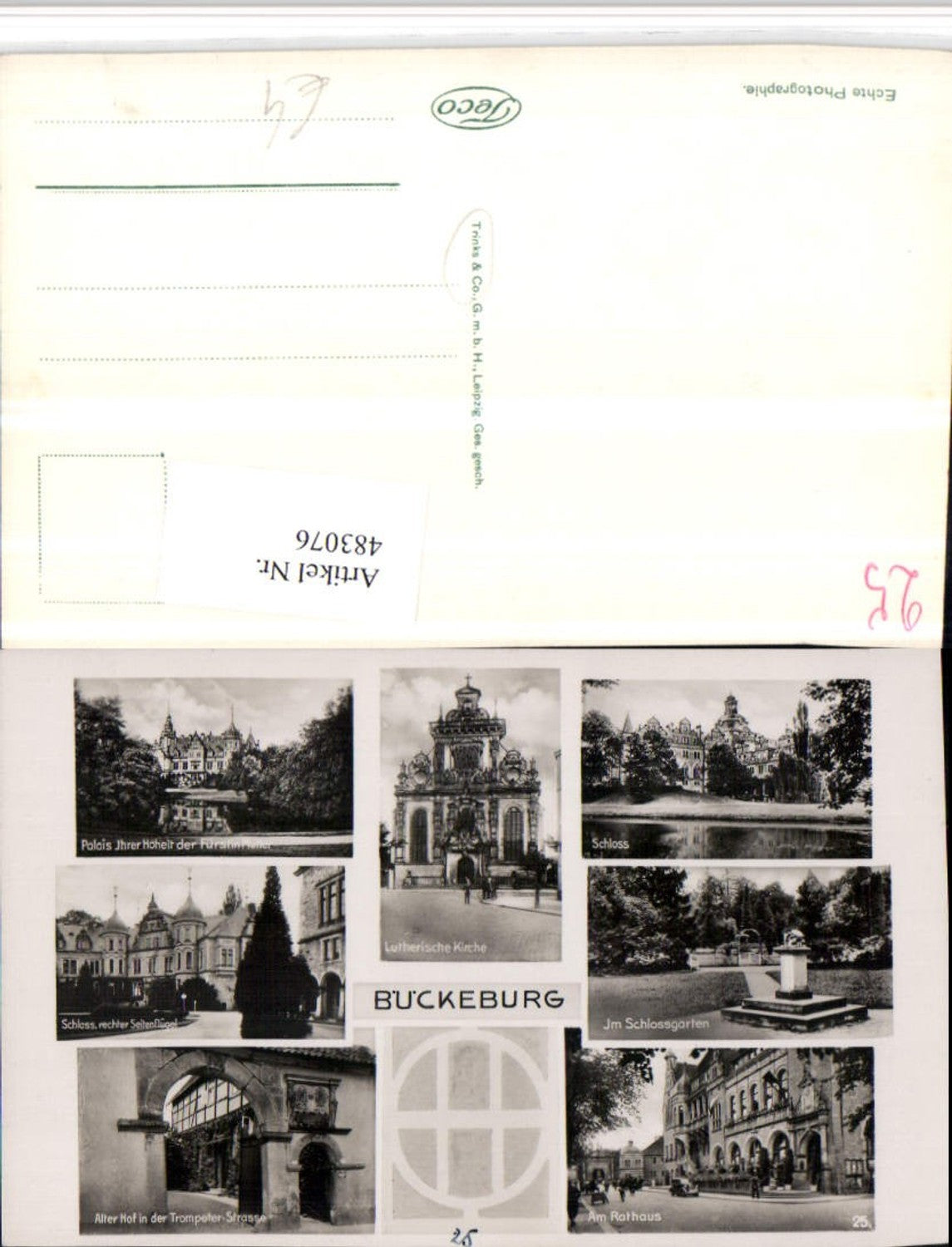 483076,Bückeburg Schloss Kirche Rathaus Palais Mehrbildkarte pub Trinks
