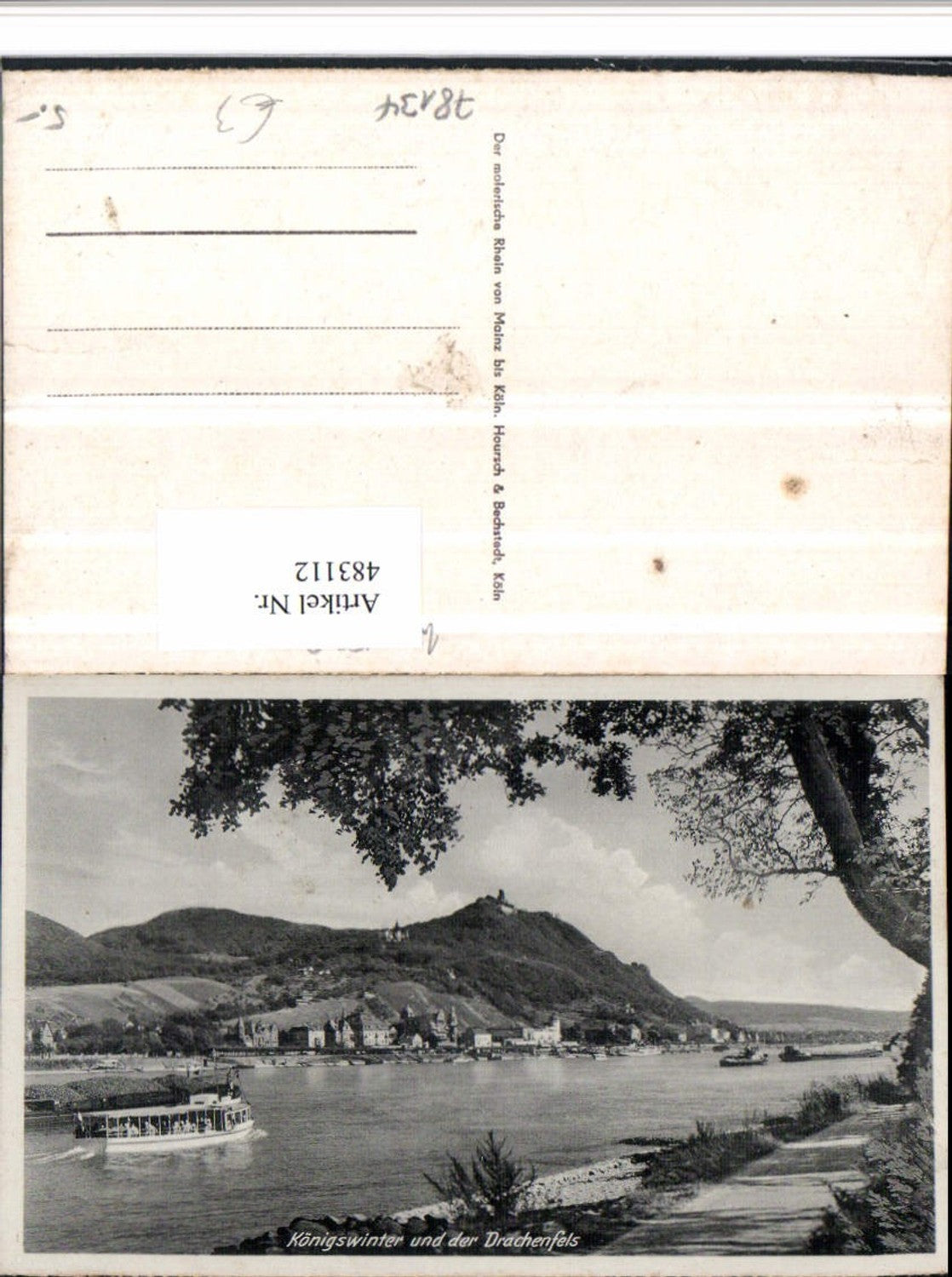 483112,Königswinter am Rhein Totale m. Drachenfels Boot