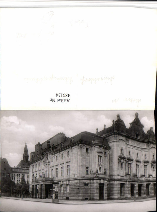 483134,Foto AK Düsseldorf Schauspielhaus Litfaßsäule