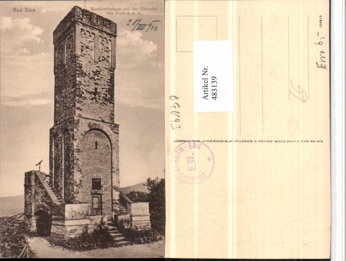 483139,Bad Ems Konkordiaturm auf d. Bäderlei Turm