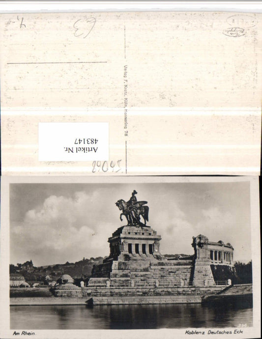 483147,Koblenz am Rhein Deutsches Eck Denkmal Statue
