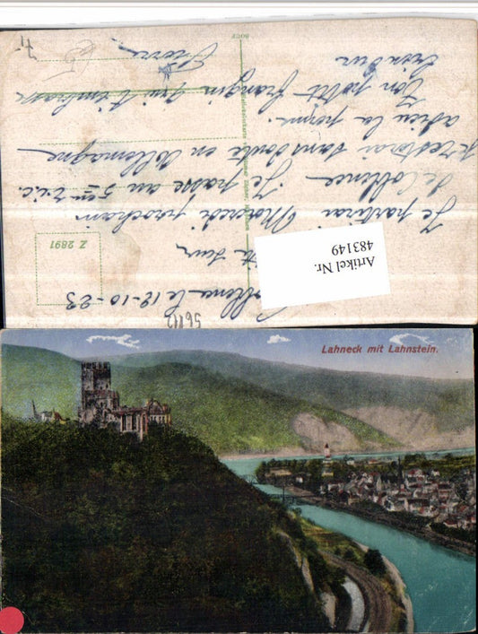 483149,Burg Lahneck m. Lahnstein Totale Fluss