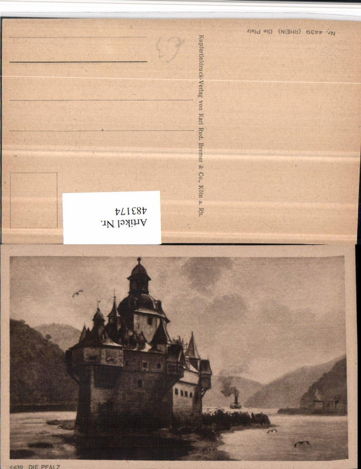 483174,Künstler AK Pfalz Burg Pfalzgrafenstein b. Kaub am Rhein