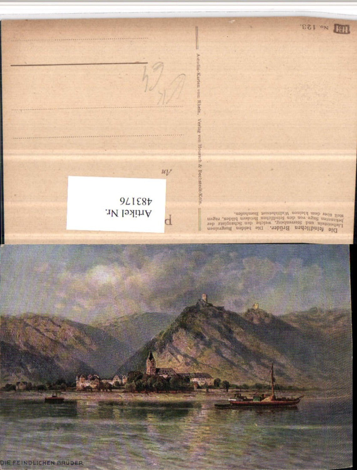 483176,Künstler AK Astudin Bornhofen am Rhein m. Feindliche Brüder