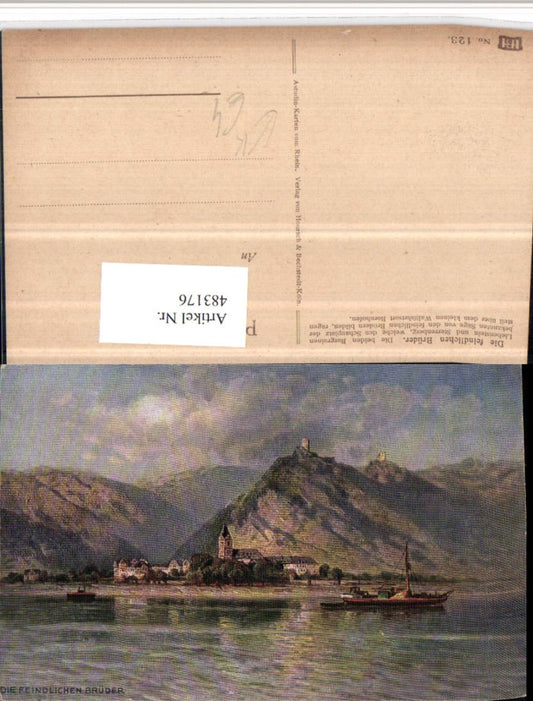 483176,Künstler AK Astudin Bornhofen am Rhein m. Feindliche Brüder