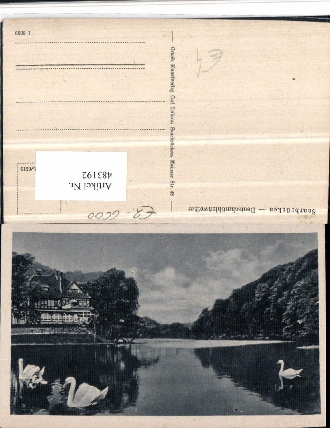 483192,Saarbrücken Deutschmühlenweiher Weiher Schwäne