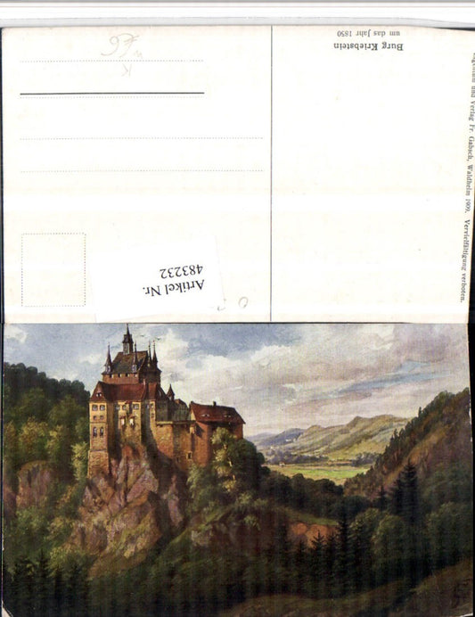 483232,Künstler AK Burg Kriebstein im Jahr 1850