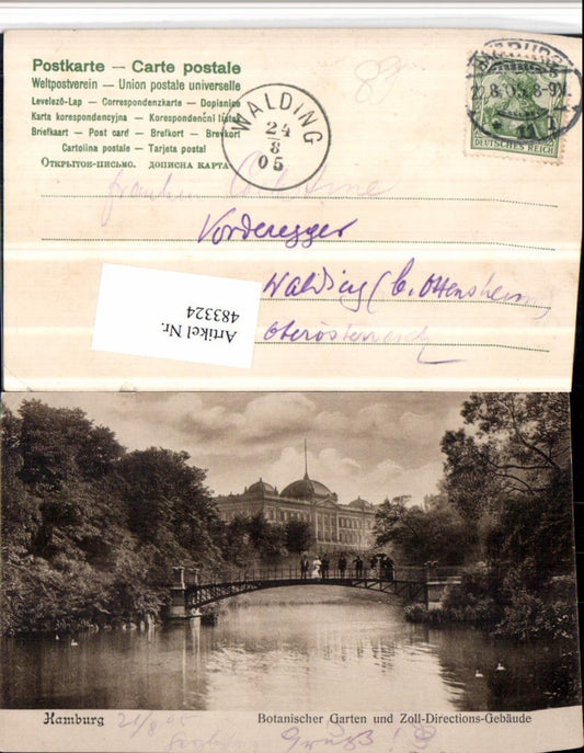 483324,Hamburg Botanischer Garten Brücke u. Zoll-Direktions-Gebäude