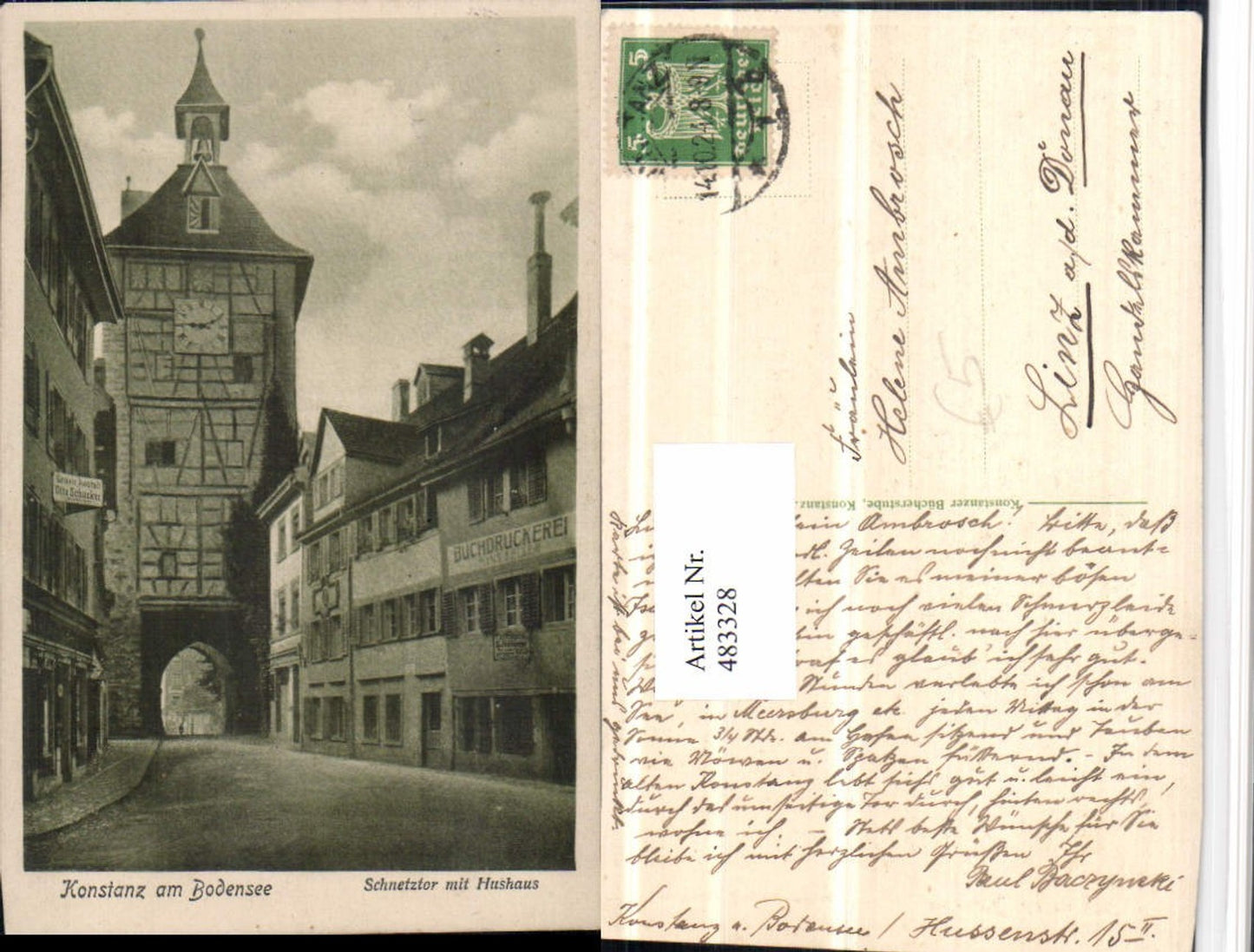 483328,Konstanz am Bodensee Schnetztor m. Hushaus Buchdruckerei