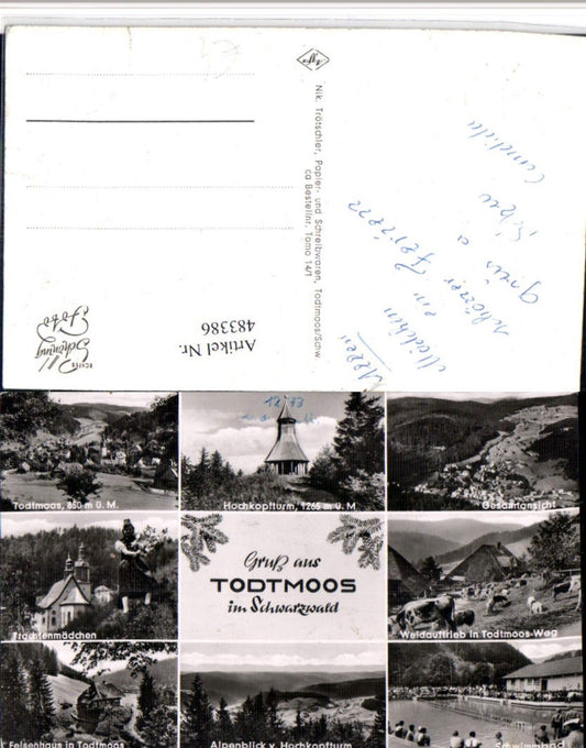 483386, Todtmoos in the Black Forest, Total traditional costume, swimming pool, multi-view postcard