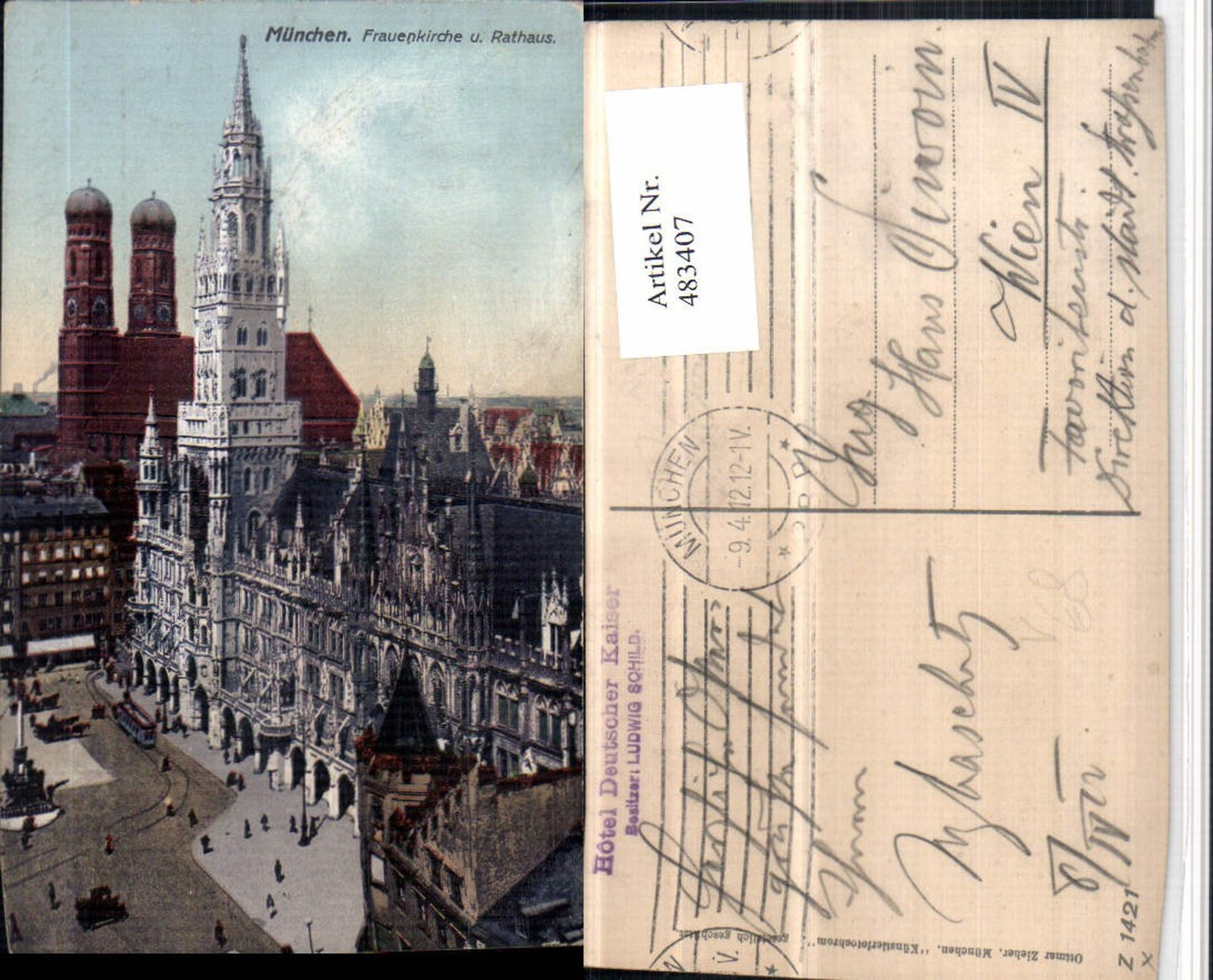 483407,München Rathaus m. Frauenkirche Kirche pub Ottmar Zieher 1421