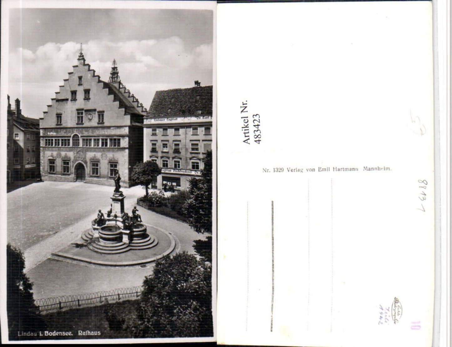 483423, Lindau on Lake Constance, Town Hall Fountain