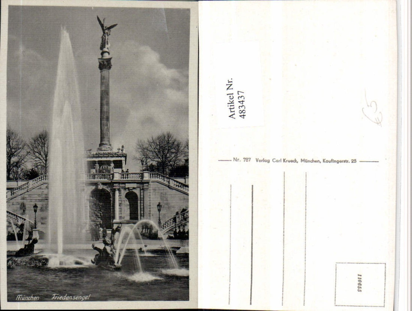 483437,München Friedensengel Statue Säule Brunnen