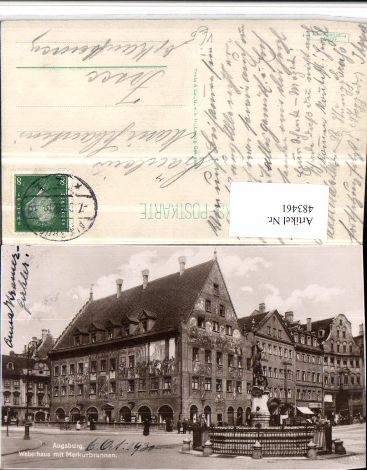 483461,Augsburg Weberhaus m. Merkurbrunnen Brunnen pub Trinks 11