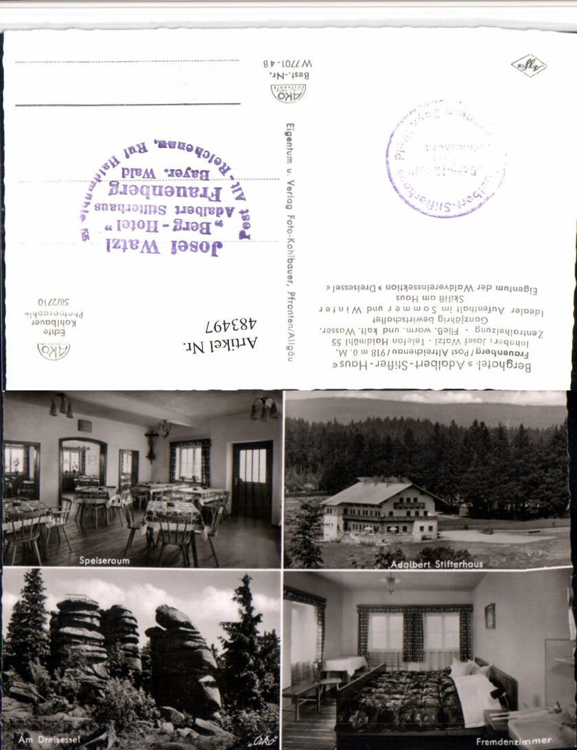 483497,Frauenberg b. Altreichenau Berghotel Adalbert-Stifter-Haus Mehrbildkarte