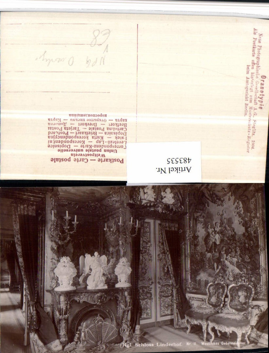 483535,Schloss Linderhof b. Ettal Gobelinzimmer pub NPG Oranotypie